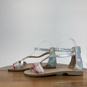 New Big Kids Girls Harper Canyon Matilda Stappy Rainbow Silver Sandals Size 3 Y